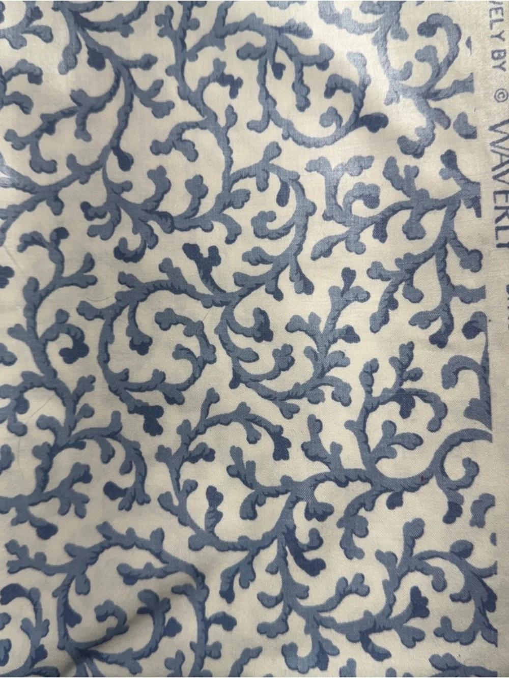 Blue Scroll Decorator Fabric Waverly 56” x 56” wide #969 - Picture 3 of 4